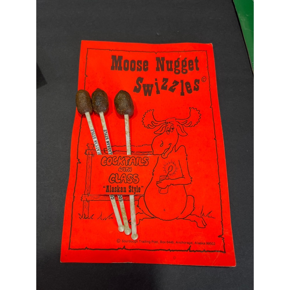 Vintage Moose Nugget Swizzles Alaskan Style Cocktail Stirrers Sourdough Trading
